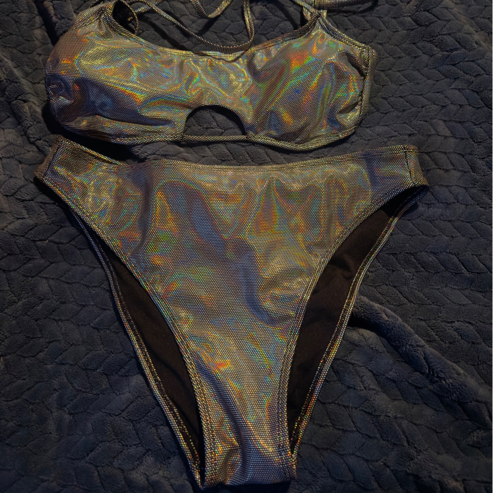 No Boundaries Glittery Black Bikini